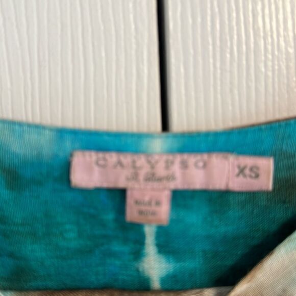 Calypso St. Barth Brown & Turquoise Square Neck Tank Dress - Picture 5 of 6